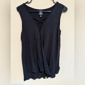 Bobeau Black Draped Tank Top